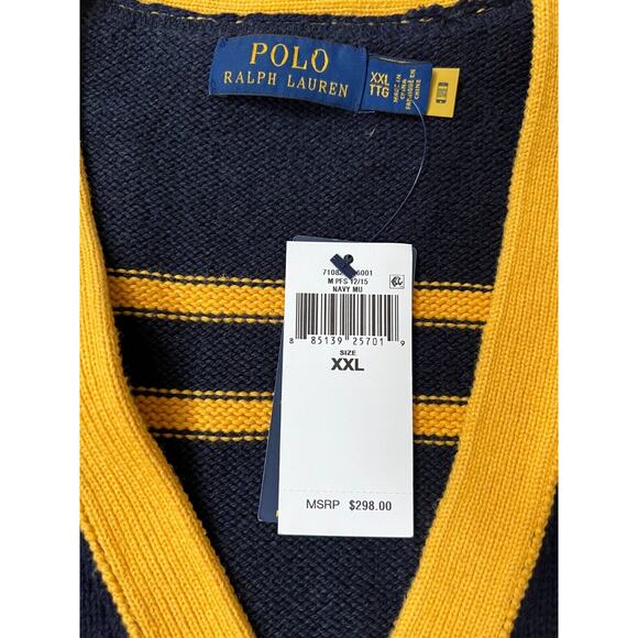 Polo Ralph Lauren Mens Varsity Letterman Patch Cardigan Sweater Size 2XL NWT - Picture 12 of 12